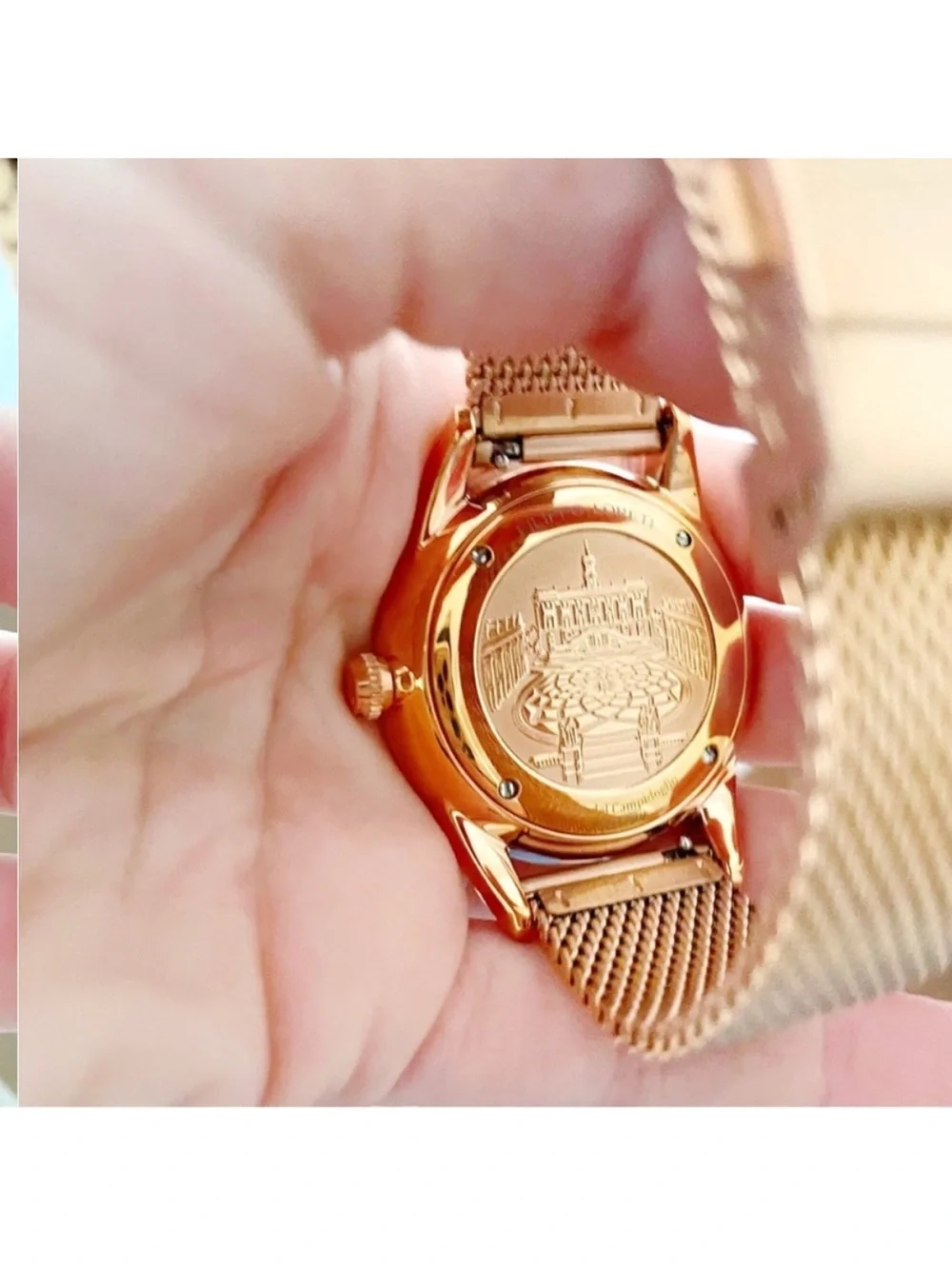 Filippo Loreti Rose Gold Mesh Watch Women’s Minimalist Luxury Dress Watch